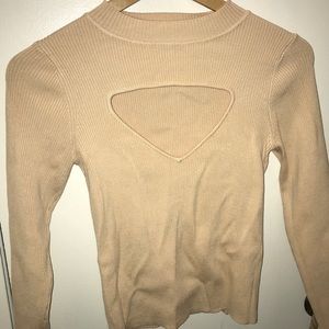 Zara Knit Cut-out Top in Beige